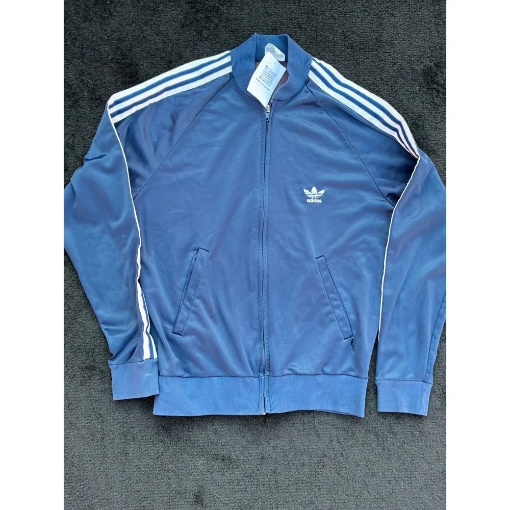 Vintage 80s Adidas ATP Keyrolan Track Jacket Blue White Stripes Mens Medium USA